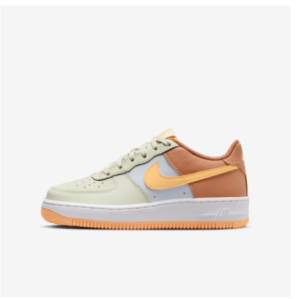 Nike Air Force 1 Kids' Shoes in White and Orange
